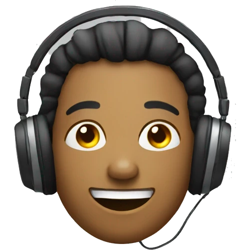 Smiling while listening to music emoji