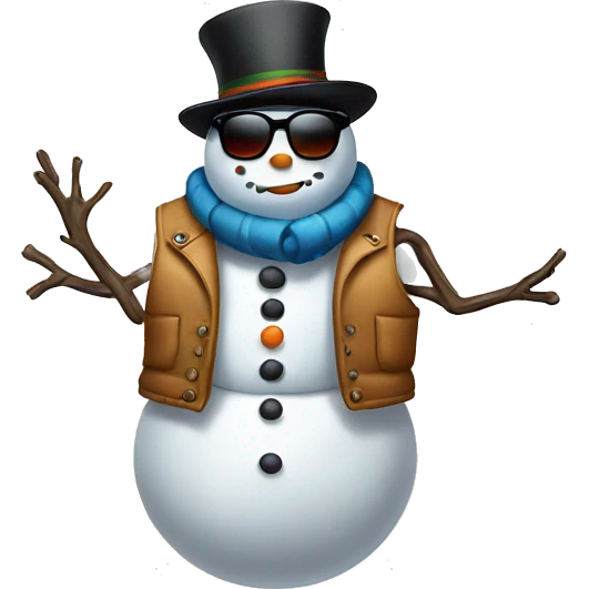 snowman  with sunglasses and vest. tatoos emoji