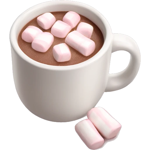 Light Pink mug of hot chocolate with marshmallows  emoji
