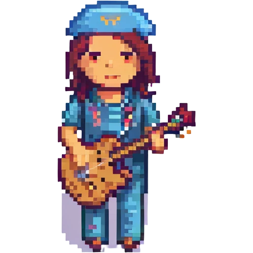 musician, pixel art style, detailed pixel art character emoji