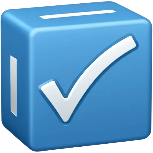 Side way check mark in bule box 2d not 3d emoji