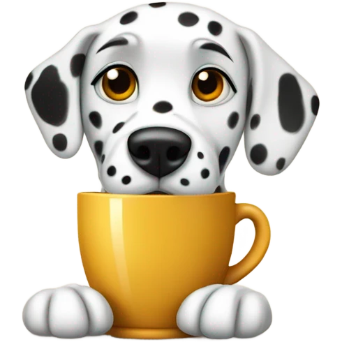 Dalmatian with coffee emoji