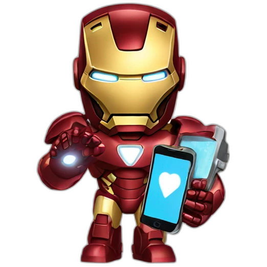 iron man holding a phone emoji