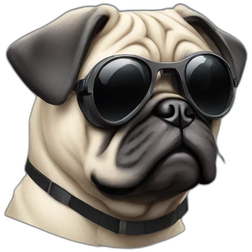 A cyberpunk pug wearing black sunglasses  emoji