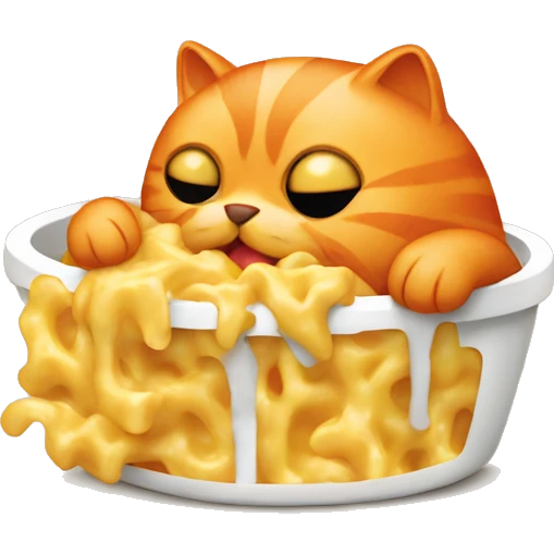 orange cat eating mac and cheese emoji