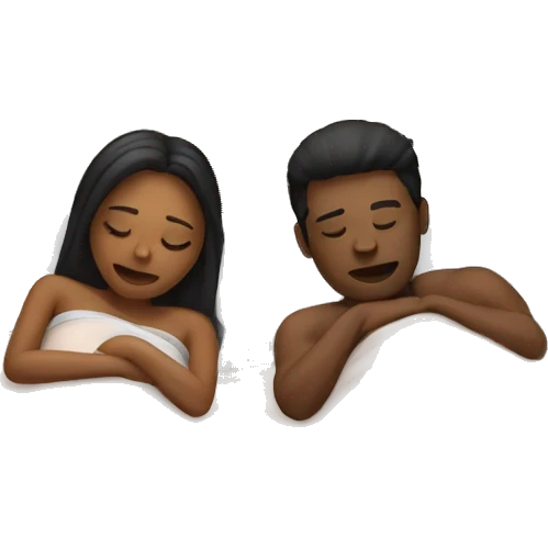 couple sleeping with a surprise in the bed emoji