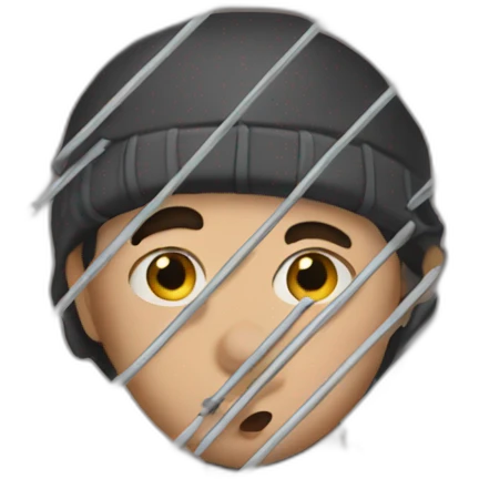 person that looks like a robber behind bars emoji