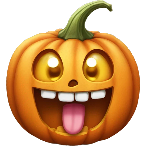 drooling pumpkin cute emoji