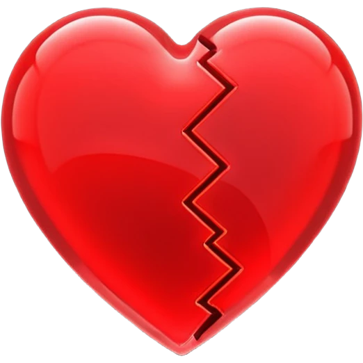 broken heart, minimalistic 3d red neon glowing transparent emoji