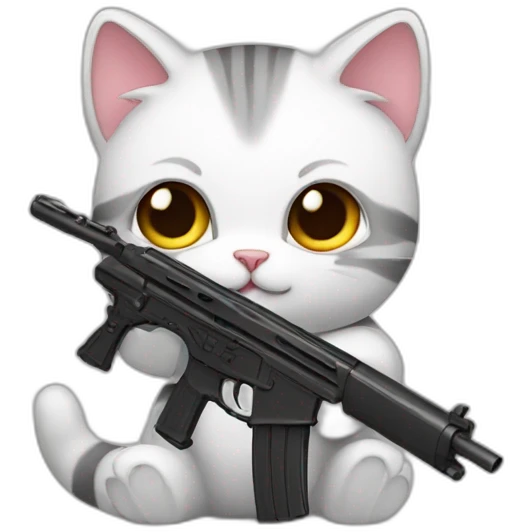 cute cat with a gun emoji