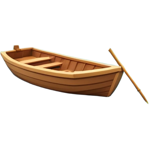 A 3D cartoon small boat floating on estuary water, with nearby reeds and horizon in view, bright lighting, photo frame, Memoji-style. emoji