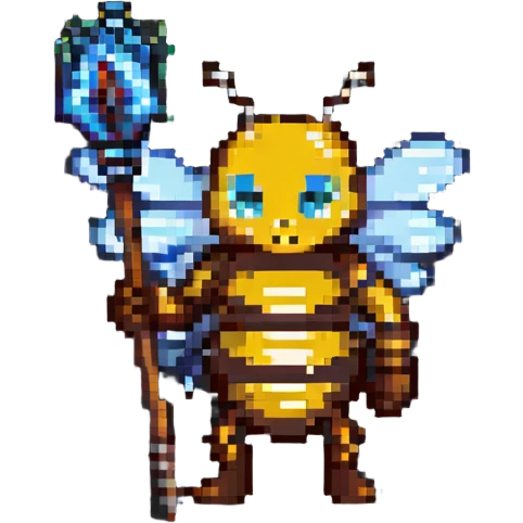 pixel art bee holding spear emoji