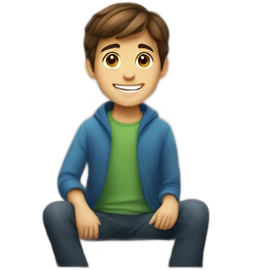 smiling boy in car interior brown hair emoji