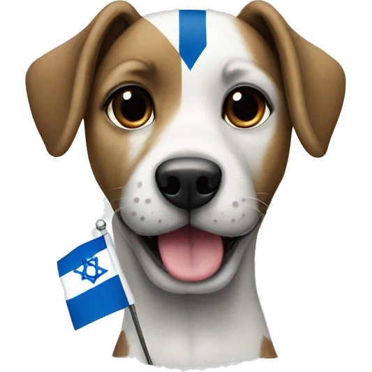 A dog painted with the flag of Israel  emoji