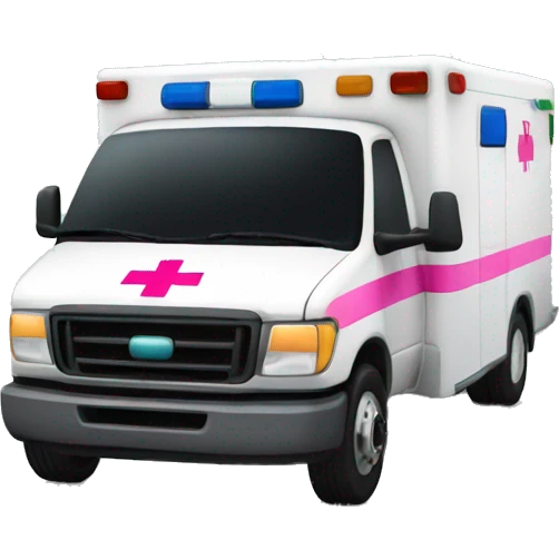 Ambulance with a pink bow on top emoji