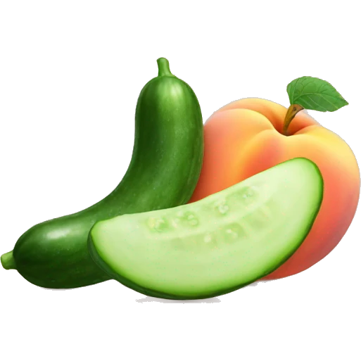 A cucumber entering a peach emoji