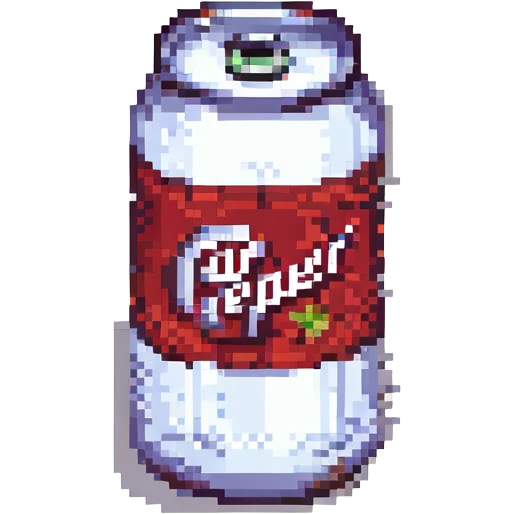 pixel art style Dr Pepper soda can with retro video game feel emoji