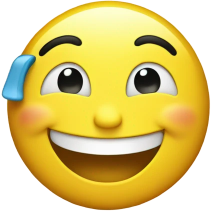 Emoji with a big smile and raised eyebrows emoji