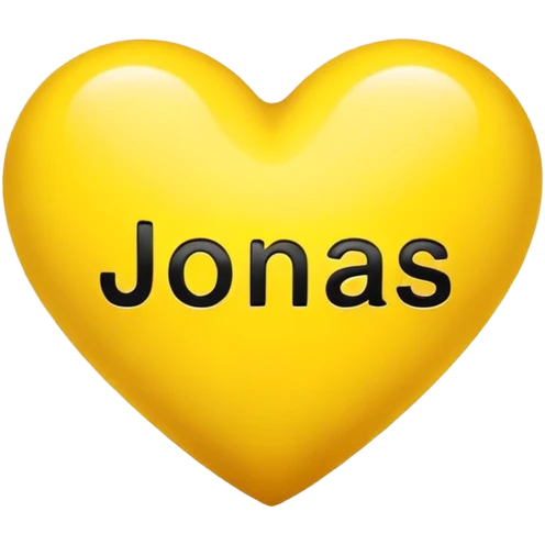 Yellow heart with „Jonas“ inside in black letters emoji