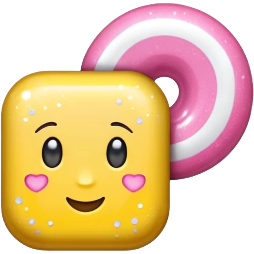 glitter pink and yellow candy emoji