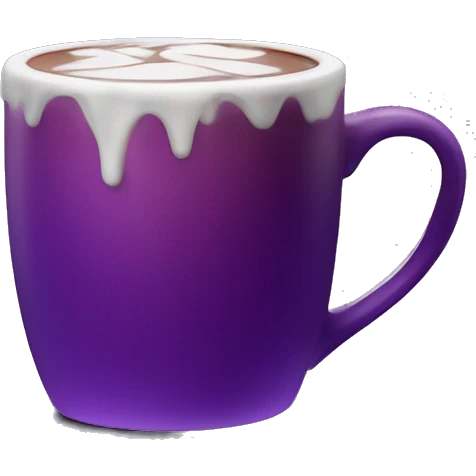 Realistic isolated gradient dark purple hot chocolate mug. emoji