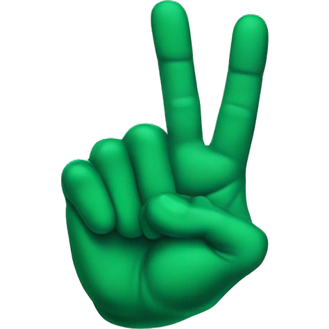 Rock n roll hand sign in green color emoji