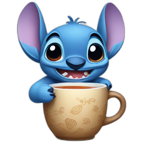 Stitch drinking tea emoji