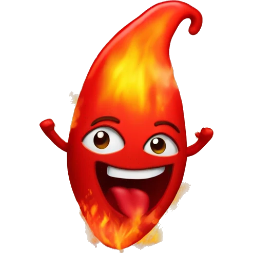 Realistic chili pepper surrounded by fire and explosions emoji