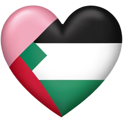 REAL PALESTINE FLAG IN HEART SHAPE AND A PINK RIBBON IN THE MIDDLE emoji