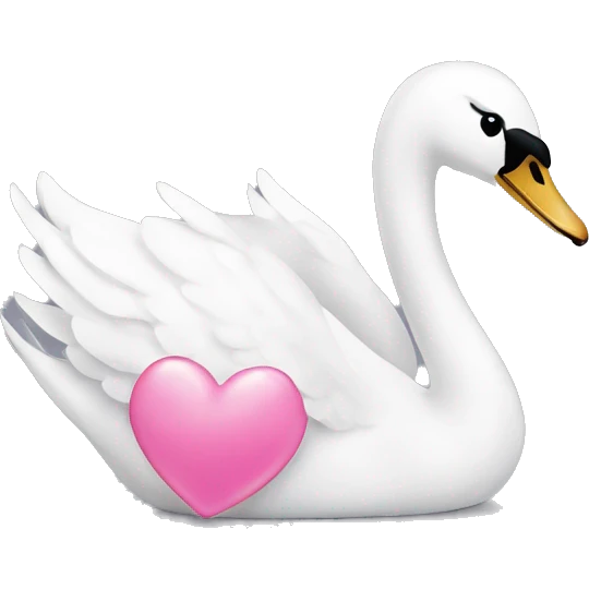 Swan with a pink heart emoji