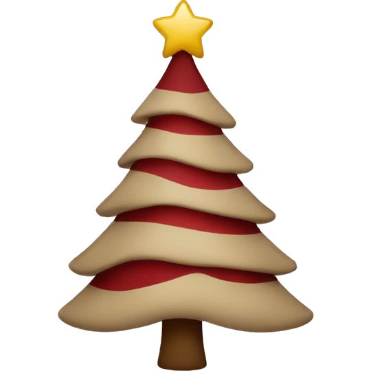 Beige Christmas tree with dark red emoji
