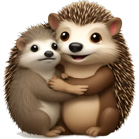 A hedgehog and otter cuddling emoji