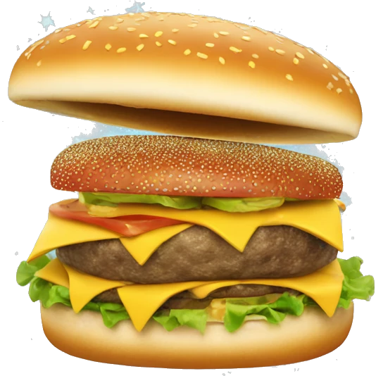 Cheeseburger surfing with sparkles emoji
