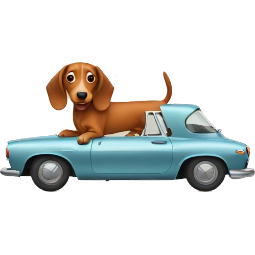 Car with dog teckel emoji