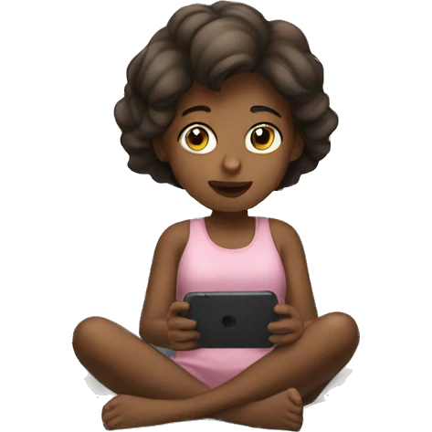 Girl sitting in bed on her phone  emoji