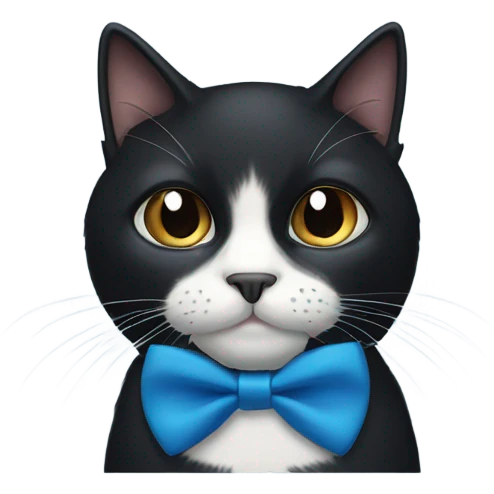 Black Cat with  black bow tie and blue eyes emoji