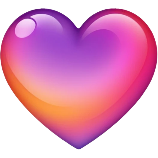 This emoji shows a stylized heart shape rotated 90 degreesIt features a smooth gradient blending warm orange, pink, and purple tones, creating a soft and vibrant look.  emoji