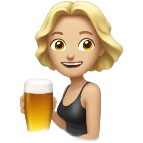 White Woman in hot tub with beer emoji