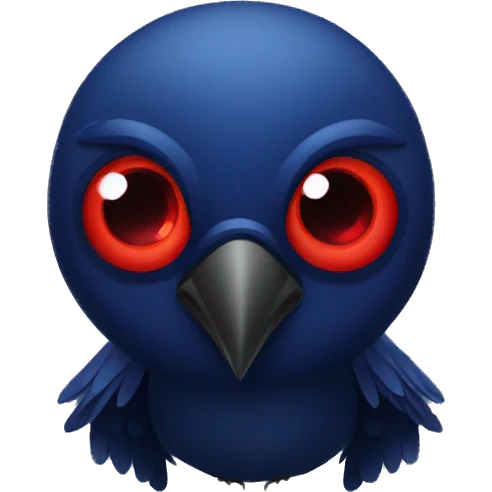 Dark blue crow with red eyes emoji