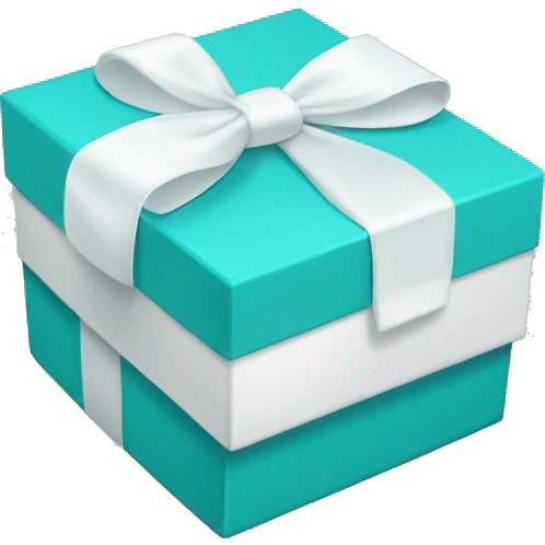 Little turquoise box with big white bow emoji