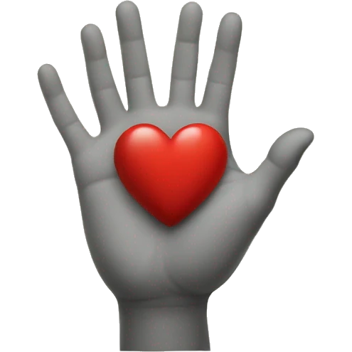 Hand heart with red emoji
