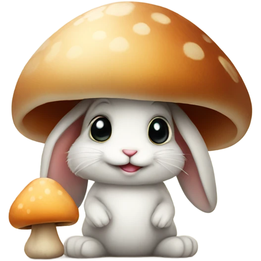 Cute bunny with a mushroom emoji