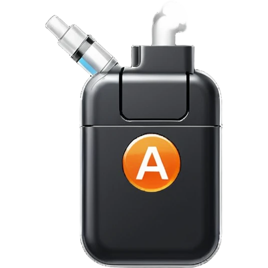 Pixel-art icon, letter [Б], designed as mini vape pod. Square canvas, same style as other letters. Black/metallic, flat vector, white outline. emoji