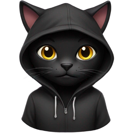 Black cat with a hoodie on  emoji