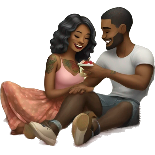 Romantic picnic date for beautiful tattooed couple emoji