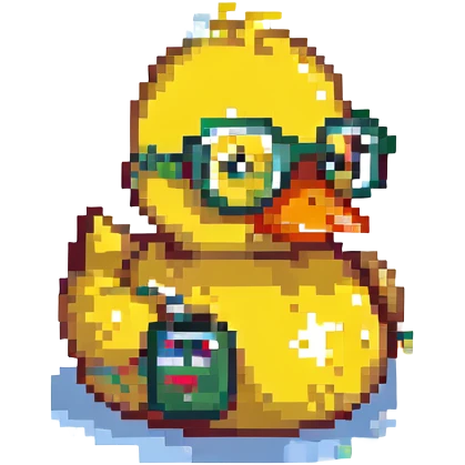 Rubber duck wearing tiny glasses emoji
