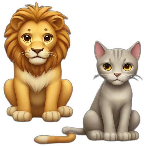 lion and cat emoji