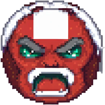 an angry Swiss flag with exaggerated angry expression, pixel art style emoji