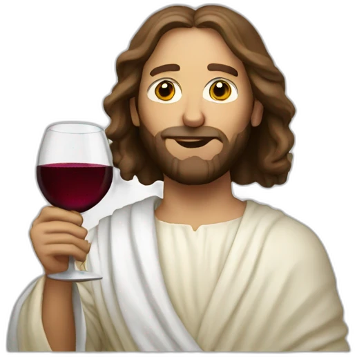 White Jesus drinks red wine emoji