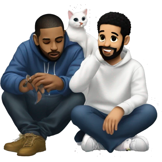 kendrick lamar and drake petting a cat emoji